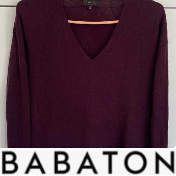 Babaton Tops - 😊 _Babaton Wool Linen Blend V-Neck Sweater - Deep Burgundy  • Size Small